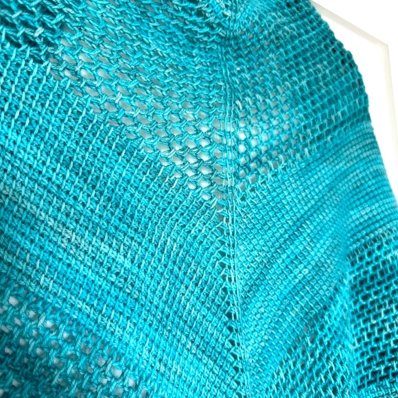 Hand Crocheted Ocean Blue Shawl - Picture 5 of 5